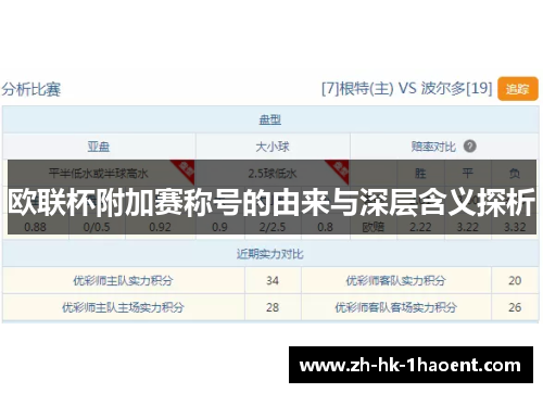 欧联杯附加赛称号的由来与深层含义探析