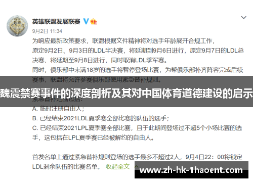 魏震禁赛事件的深度剖析及其对中国体育道德建设的启示